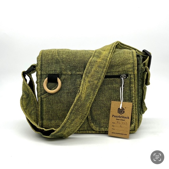 Stonewashed Cotton Messenger Bag - Picture 10 of 10